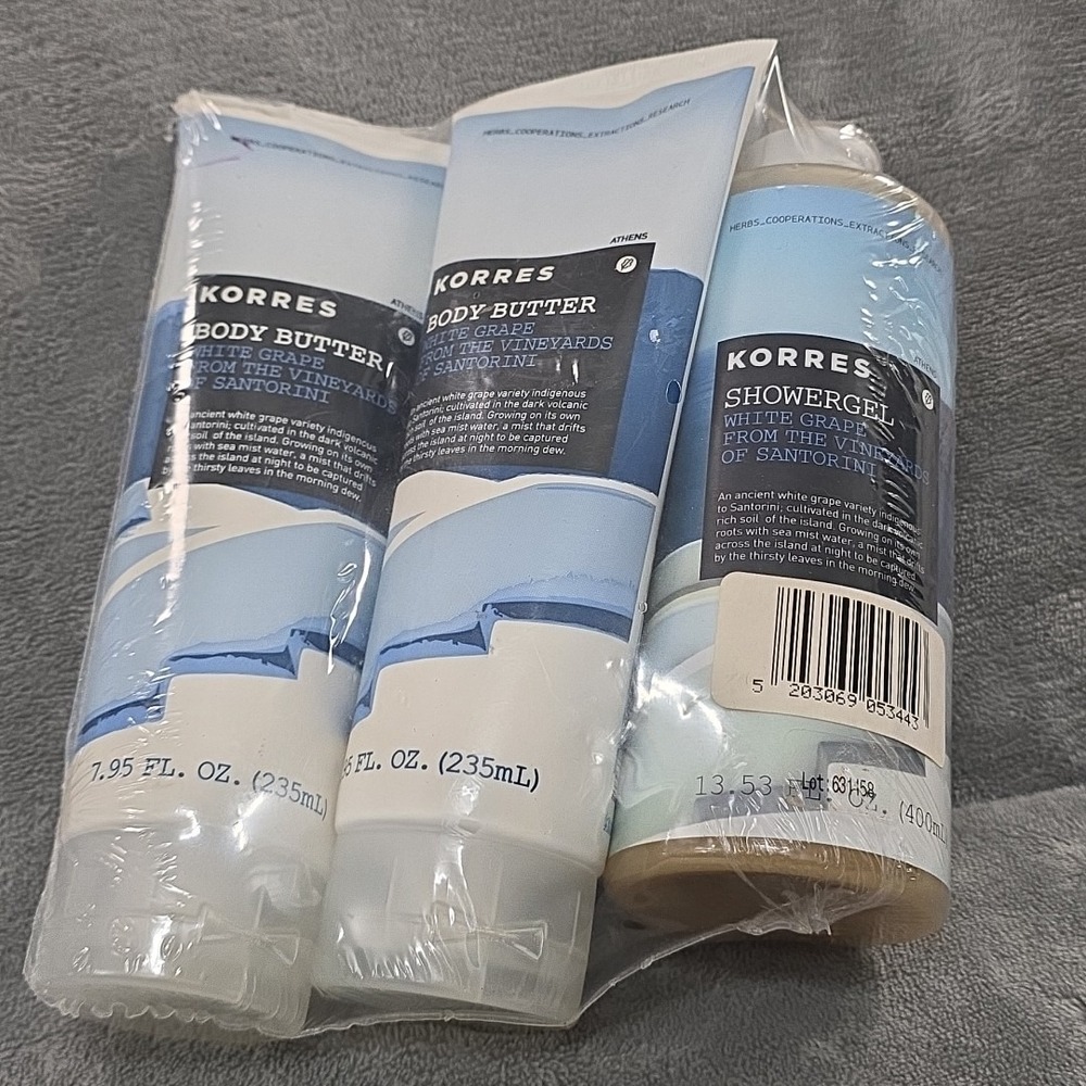 Korres White Grape Body Butter 7.95 X2 - 1 Shower Gel 13.53 Fl Oz‎ Set